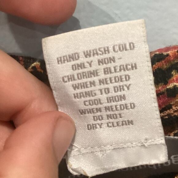 Soft Surroundings Womens Button Up Shirt L Large Orange Animal Print Patchwork - Picture 6 of 9